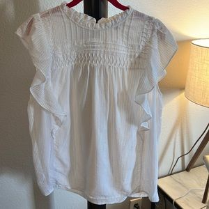 Loft White Ruffle Top